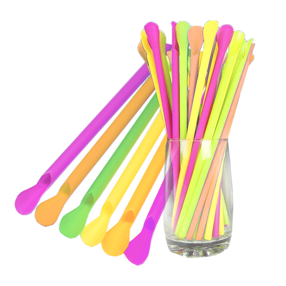 8mm Straw with Spoon (100) for Sale by SoftIce Catering Equipment.