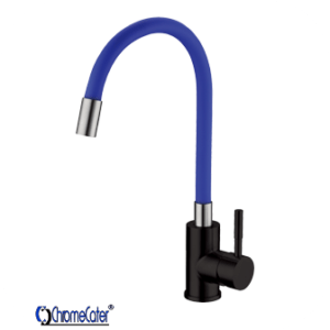 Sink Mixer Matt Black & Blue Silicone Hose MBF-8 BLU