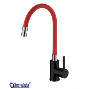 Sink Mixer Matt Black & Red Silicone Hose MBF-9 RED