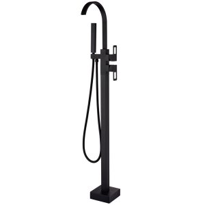 Freestanding Square Bath & Shower Mixer - Matt Black MBF-15