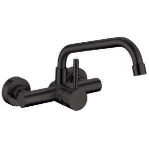 Single Lever Wall Mounted Sink Mixer with Swivel Spout Matt Black MBF-32