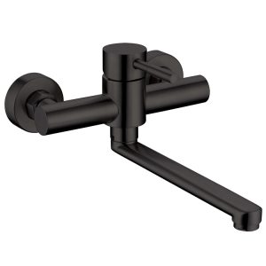 Single Lever Wall Mounted Sink Mixer with Bottom Swivel Spout Matt Black MBF-33