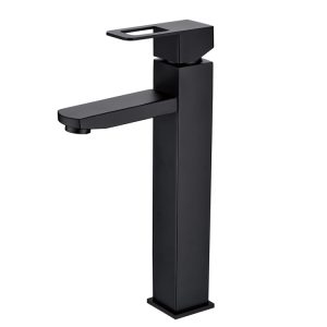 Single Lever Tall Square Basin Mixer Matt Black MBF-4