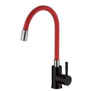 Sink Mixer Matt Black & Red Silicone Hose MBF-9 RED