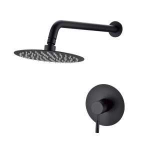 Round Shower Head, Arm & Mixer set - Matt Black MBS-1