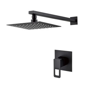 Square Shower Head, Arm & Mixer set - Matt Black MBS-2