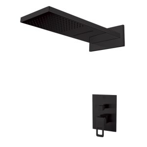 Long Shower Head, Arm & Mixer set - Matt Black MBS-4