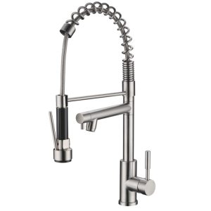 Professional Kitchen Mixer with Pull Out Spray & Swivel Spout Tap - Brushed S/Steel SSF-12