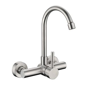Single Lever Wall Mounted Sink Mixer with Swivel Spout S/Steel SSF-31