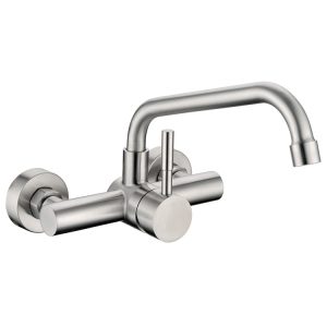 Single Lever Wall Mounted Sink Mixer with Swivel Spout S/Steel SSF-32
