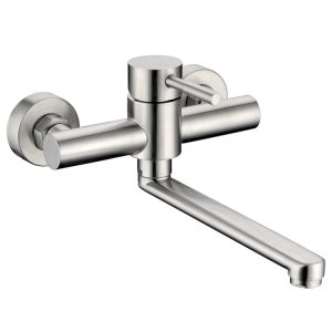 Single Lever Wall Mounted Sink Mixer with Bottom Swivel Spout S/Steel SSF-33