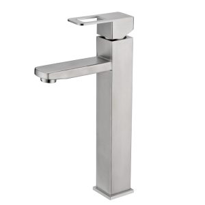 Single Lever Tall Square Basin Mixer Brushed S/Steel SSF-4