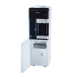 Water Dispenser – SMWD-RC stainless steel unit dispensing cold and ambient water with built-in ice maker producing bullet ice, ideal for homes, offices, and gyms.